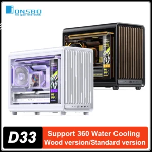 JONSBO D33 MATX Desktop Computer Case Breathable Vertical Grille Glass Side Transparency Gaming Case 360 Water Cooling